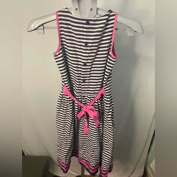 Lands end‎ Striped Navy and Pink Kids Dress girls size 8 - Picture 6 of 11